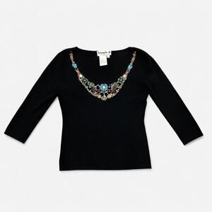 Vintage Y2K Beaded Scoop Neck Top